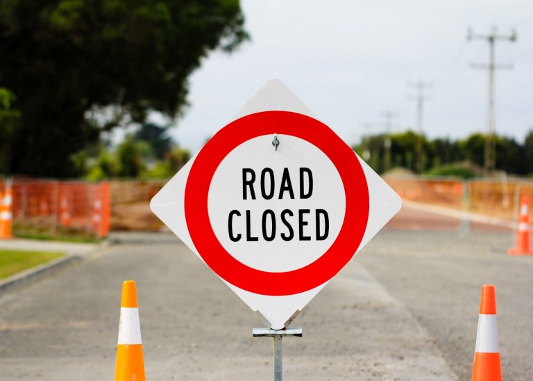 Road Closed sign